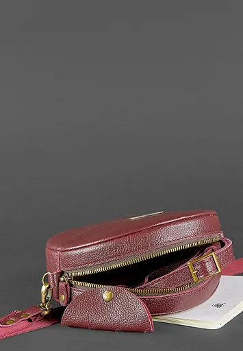 Кругла жіноча шкіряна сумочка Tablet Марсала - фото 5