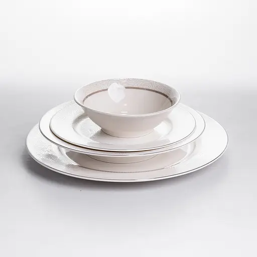 Столовий сервіз золотий на 6 персон 24 предмети набір порцелянових тарілок для сервірування столу сервіз тарілок Yiwu HP-HK-A13 - фото 6