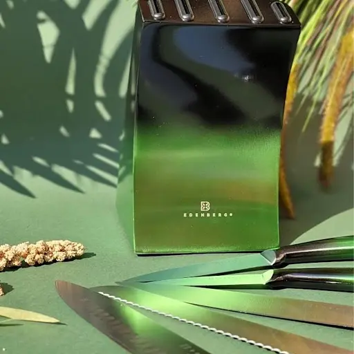 Набор ножей Edenberg EB-11003 с подставкой 6 предметов зеленый