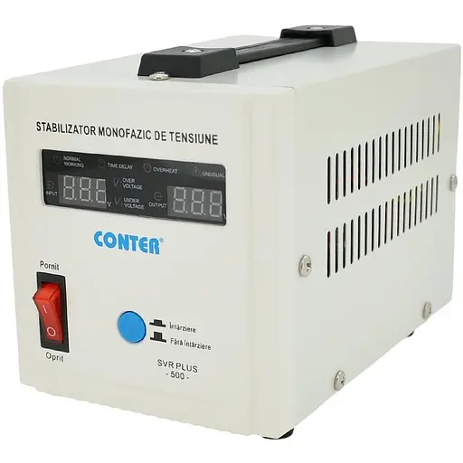 Стабілізатор напруги релейний Conter SVR-PLUS-500VA/375W Q8 однофазний LED DC150-270V AC230±8% 2 x Shuko