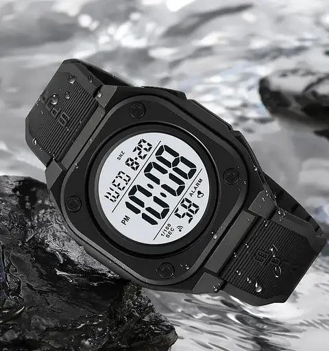 Годинник чоловічий наручний спортивний Skmei 2160 (Чорний з білим циферблатом) - фото 5