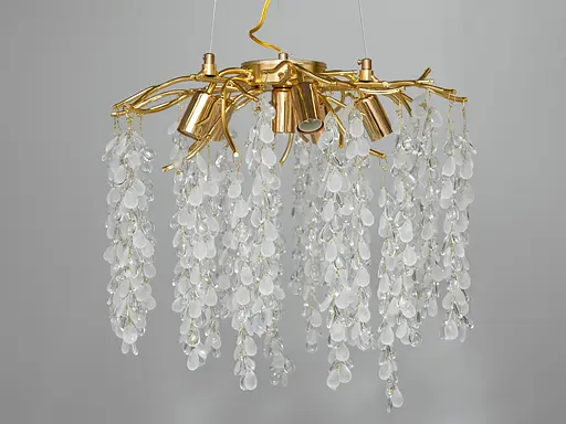 Стильна кришталева люстра Гліцинія з алюмінієвими елементами, 6 ламп - фото 1