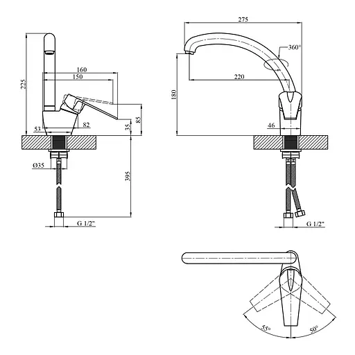 Змішувач для кухні Kroner KRM Odra - N035 (CV021219) - фото 6