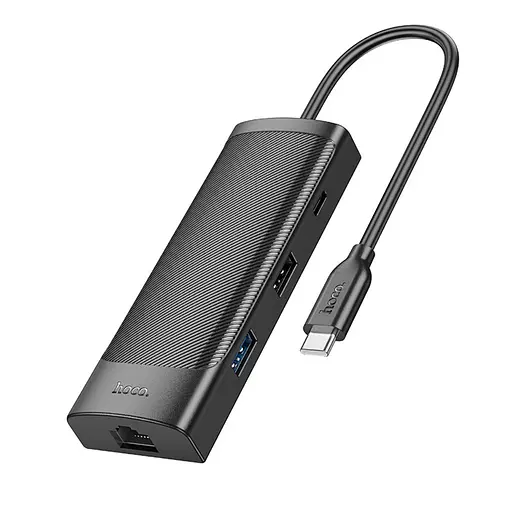 Адаптер перехідник Hoco HB44 8 в 1 Type-C converter чорний - фото 3