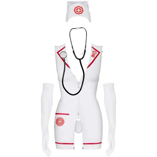 Эротический костюм Obsessive Emergency dress + stethoscope S/M - фото 2