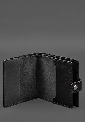 Кожаная обложка-портмоне для военного билета офицера запаса (широкий документ) Черная - фото 3