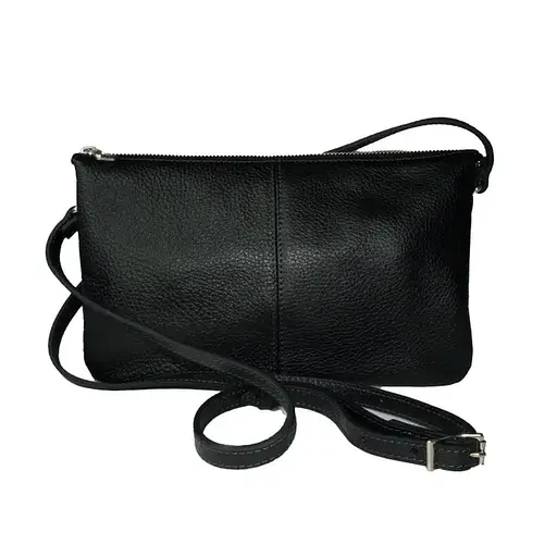 Женский клатч Grande Pelle с ремешком через плече черный 25х16х6 см acs0032216 - фото 2
