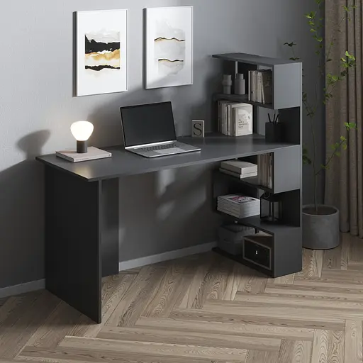 Комп’ютерний стіл Vays M-15, письмовий з полицями праворуч, ЛДСП, 142×60×123 см - для дому, навчання, офісу - фото 4