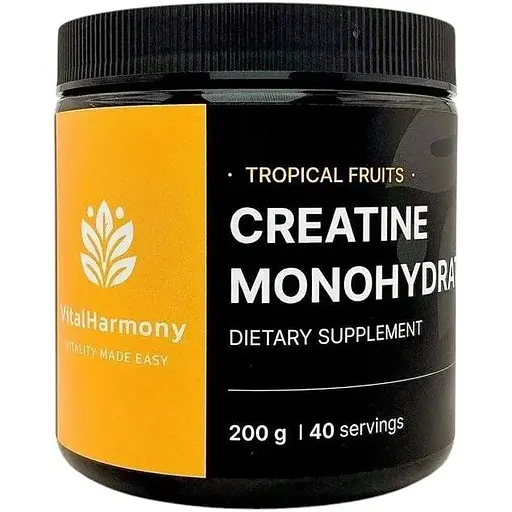 Моногідрат креатину VitalHarmony Creatine Monohydrate, 200 грам - Тропічні фрукти