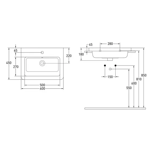 Тумба з умивальником Volle Solo 60 см Білий 1910.326007 - фото 3