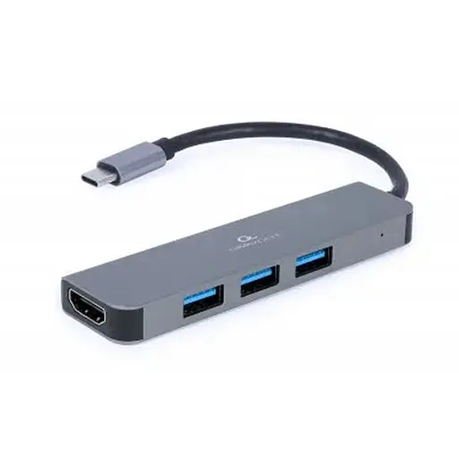 Концентратор Type-C Cablexpert A-CM-COMBO2-01 USB 3.2 х 3 порти, HDMI, метал, сріблястий