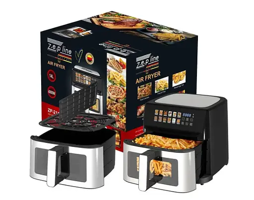 Аерофритюрниця Zepline ZP-211 сенсорне управління з дисплеєм 14 л 4000 Вт Чорна - фото 10