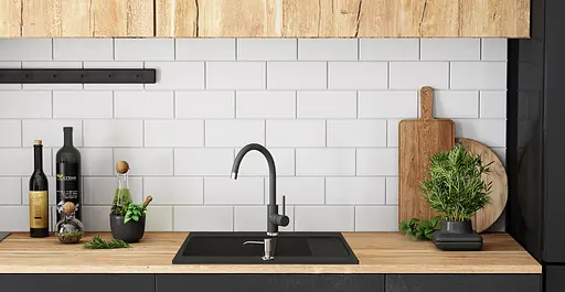 Кухонна мийка гранітна Rea Fox подвійна black ZLE-00134, Чорний - фото 3