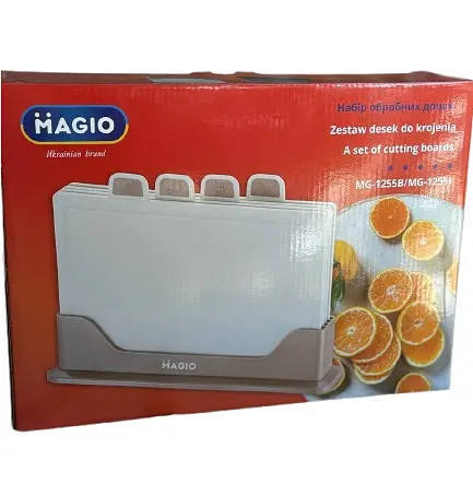 Набір обробних дощок Magio MG-1255B на підставці щільні 5 предметів Бежевий - фото 6