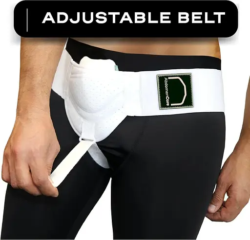 AbdomenCare Бандаж пахової грижі для чоловіків і жінок для гриж з лівої або правої сторони I 2 прямі компресійні прокладки - фото 4