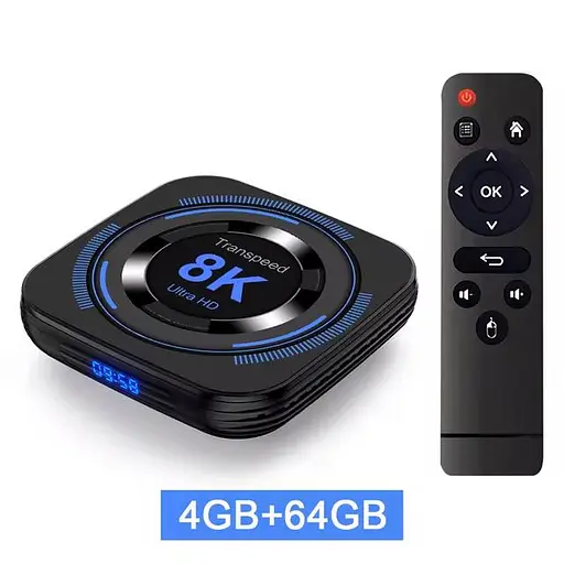 Transpeed H618 4/64Gb, Смарт ТВ приставка медіа плеєр 8K HDR Android SmartTV Box, налаштування Android TV у подарунок, YouTube та фільми без реклами - фото 2