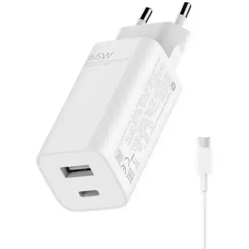 Зарядний пристрій Xiaomi 65W GaN Charger (з кабелем Type-A + Type-C) BHR5515GL - фото 1