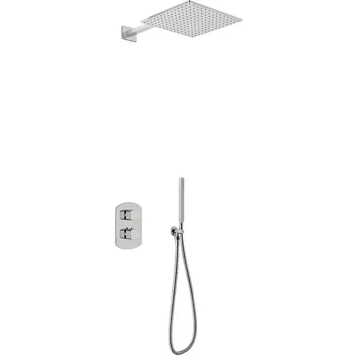 Душова система Kohlman Foxal 30 chrome з термостатом + BOX прихованого монтажу QW432FQ30, Хром - фото 1