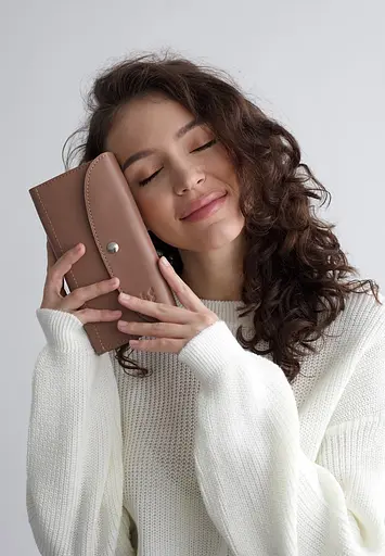 Кожаный кошелек Smart Wallet карамель краст - фото 2