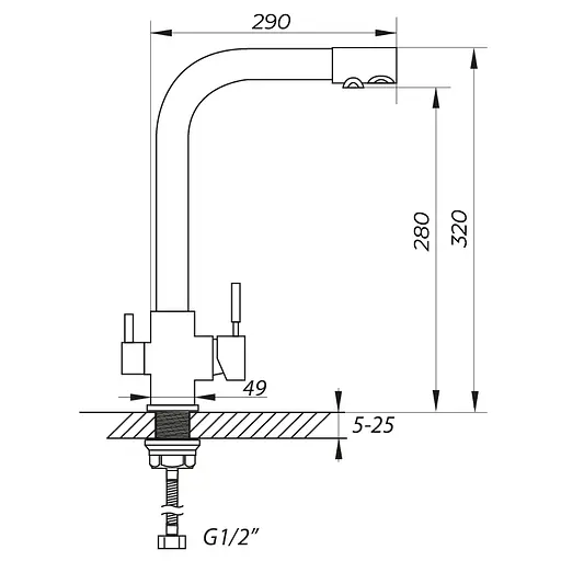 Змішувач для кухні на дві води Zerix LR4055B-3 ZX2645 Чорний матовий - фото 2