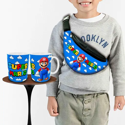 Подарунковий набір: Сумка-бананка + Кружка Супер Маріо, дитячий, для хлопчика (00240)