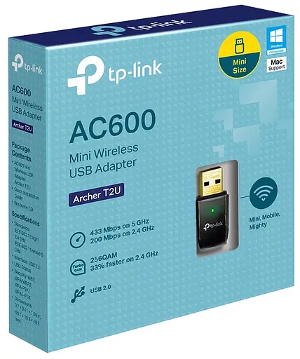 Беспроводной сетевой адаптер TP-Link Archer T2U AC600 Wireless Dual Band USB Adapter (6239711) - фото 3