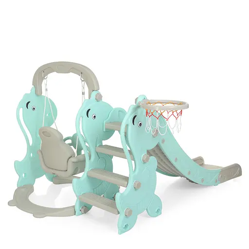 Дитяча гірка-гойдалка BAMBI YG2020-2-4 з баскетбольним кільцем, ш153-г195-в110см, голуба - фото 6