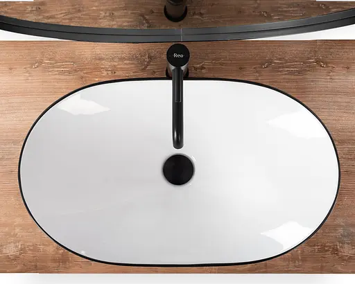 Умивальник Rea Royal black edge накладний REA-U8569, Білий - фото 4