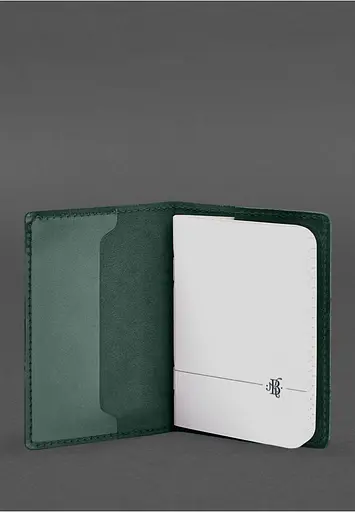 Кожаная обложка для военного билета офицера запаса 8.2 зеленая Crazy Horse - фото 4