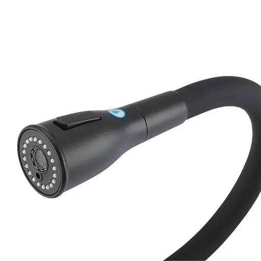 Смеситель для кухни на две воды Gappo G4399-66 гибкий излив нержавеющая сталь черный матовый - фото 4