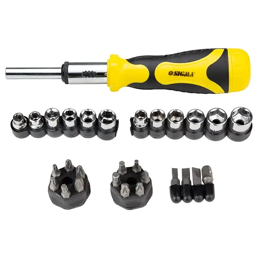 Отвертка Sigma с реверсом + торцевые насадки 1/4" 27шт CrV 4002121 - фото 8