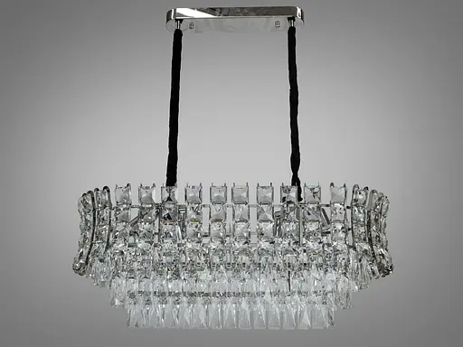 Хрустальная люстра над обеденным столом овальной формы на 8 ламп, хром. - фото 3