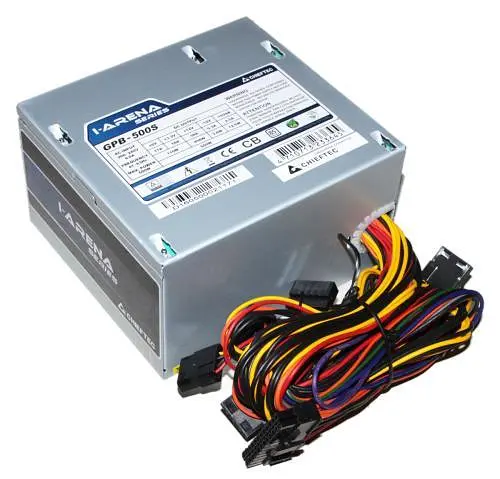 Блок питания 500 Вт, Chieftec IARENA, серебристый, 80+ Standart, Active PFC, 120 мм, 3xMolex/5xSATA/1x6+2-pin/1x4+4-pin - фото 1