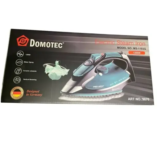 Паровой утюг Domotec MS 1193G керамическая подошва паровой удар вертикальное отпаривание 1200 Вт Черно/Синяя - фото 5