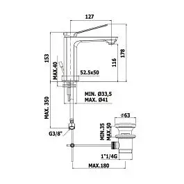 Смеситель для раковины Paffoni Tilt с донным клапаном steel TI075ST, Нержавеющая сталь - фото 3
