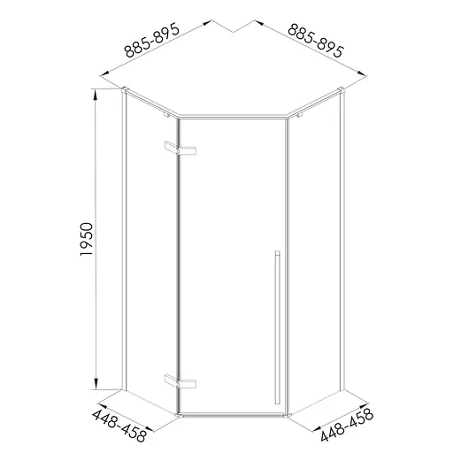 Душова кабіна п'ятикутня Imprese Vaclav 90x90 орна прозоре скло з Easy clean покриттям без піддону хром s6408695, прозорий, хром - фото 2