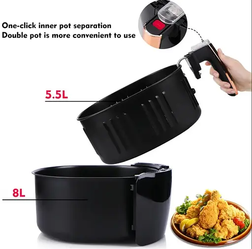 Аэрофритюрница RAF R.5298 с таймером безмасляная 8 л 1800 Вт Черная - фото 8