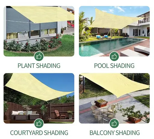 Тент навіс затінюючий прямокутний 3х5м сітка (Молочний) - фото 3