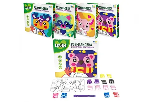 Розмальовка з повітряним пластиліном ТМ Lovin Набір для ліплення "Лісові друзі" Микс - фото 3