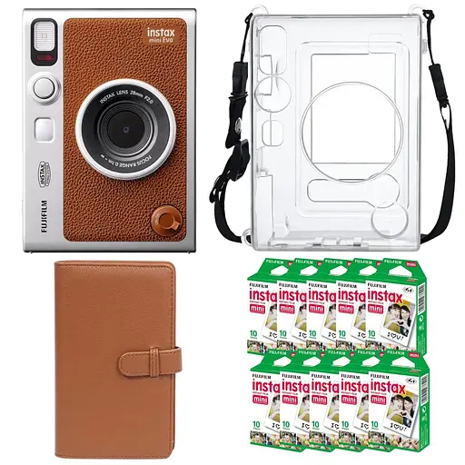 Подарочный набор камера Fujifilm Instax Mini EVO, Фотобумага 100 шт, Прозрачный чехол, Фотоальбом 108 фото - фото 1