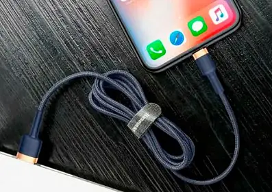 Кабель Baseus cafule Cable USB для iPhone 2.4 A 0.5 м CALKLF-AV3 золотисто-синий - фото 1