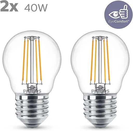 2 шт Светодиодная лампа Philips Premium Lustre [E14 Edison Screw] 4,3 Вт – эквивалент 40 Вт, теплый белый (270 - фото 2