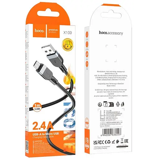 Кабель Hoco Micro USB Energy silicone charging data cable X109 1 м 2.4A - фото 3