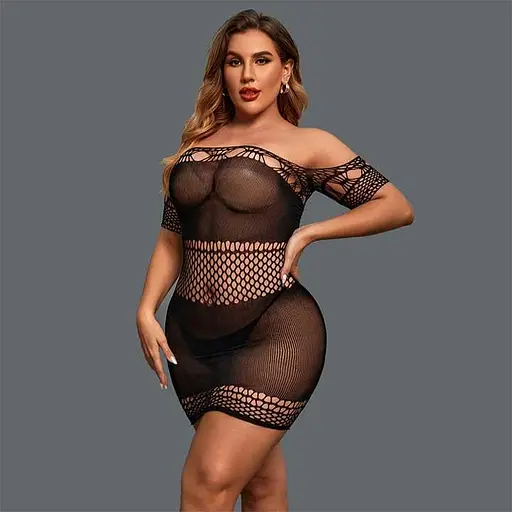 Мини-платье сексуальное с короткими рукавами M-L-XL - фото 4