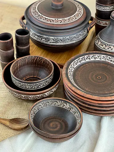 Шашлычный столовый сервиз керамической (глиняной) посуды на 6 человек Ангоб - фото 3