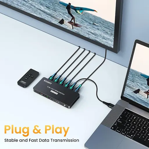 HDMI-переключатель 5 In 1 Out, HDMI Splitter 4K поддерживает 4K 3D UHD - фото 5