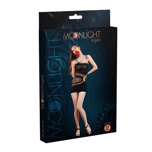 Міні-сукня на одне плече Moonlight Model 12 Black вертикальна бахрома One size - фото 3