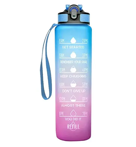 Мотивационная бутылка для воды с временем без BPA Tritan фитнес спорт прогулка bwr 1 л - фото 2