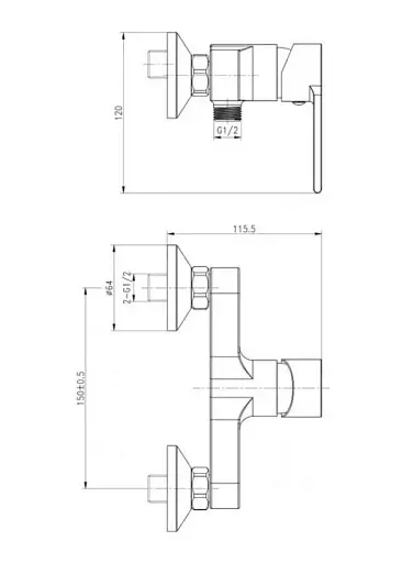 Змішувач для душу Cersanit Brasco S951-231 одноважільний Хром 30412 - фото 2