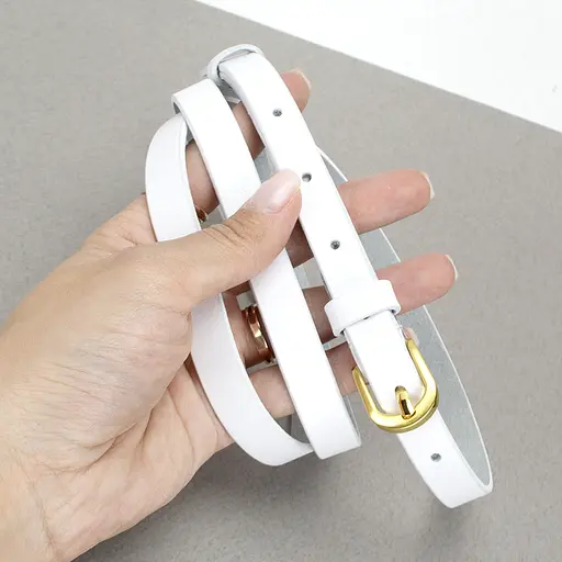 Ремень кожаный женский узкий белый HC-1562 (130 см) - фото 3